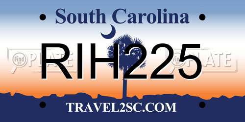 RIH225 South Carolina License Plate