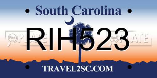 RIH523 South Carolina License Plate