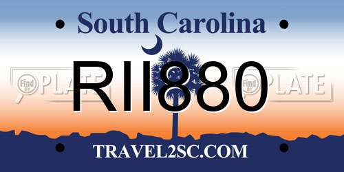 RII880 South Carolina License Plate