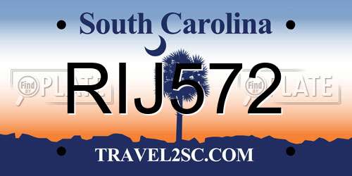 RIJ572 South Carolina License Plate