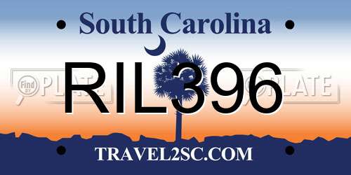 RIL396 South Carolina License Plate