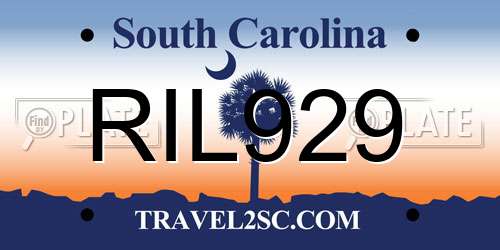 RIL929 South Carolina License Plate