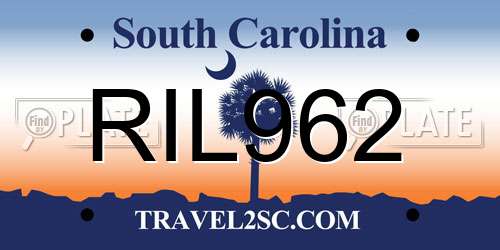 RIL962 South Carolina License Plate