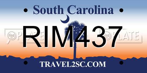 RIM437 South Carolina License Plate