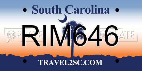 RIM646 South Carolina License Plate