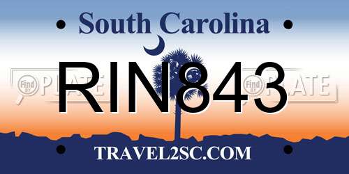 RIN843 South Carolina License Plate