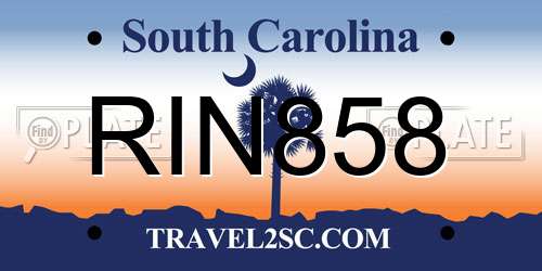 RIN858 South Carolina License Plate