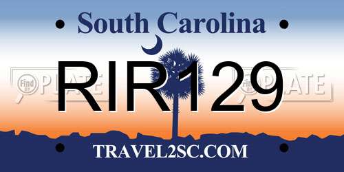 RIR129 South Carolina License Plate