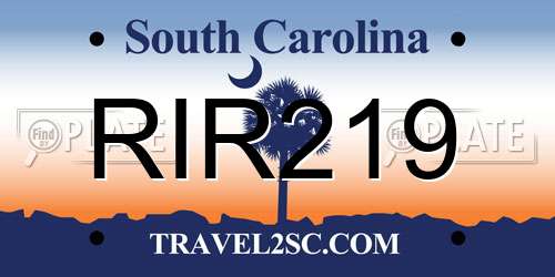 RIR219 South Carolina License Plate