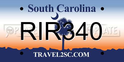 RIR340 South Carolina License Plate