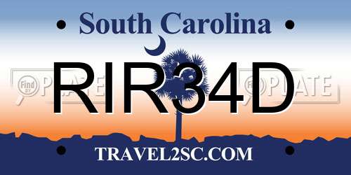RIR34D South Carolina License Plate