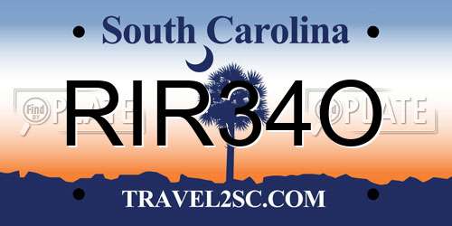 RIR34O South Carolina License Plate