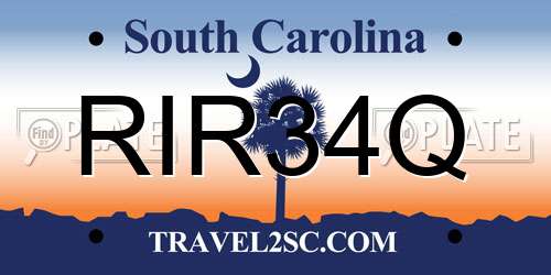 RIR34Q South Carolina License Plate