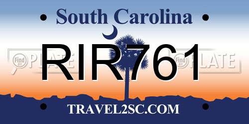 RIR761 South Carolina License Plate