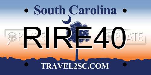 RIRE40 South Carolina License Plate