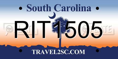 RIT1505 South Carolina License Plate