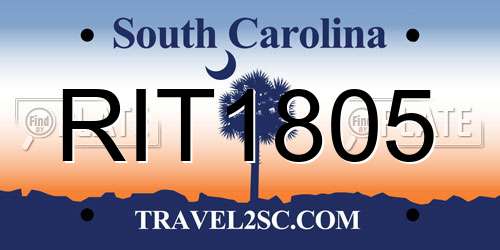RIT1805 South Carolina License Plate