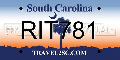 RIT781 South Carolina License Plate