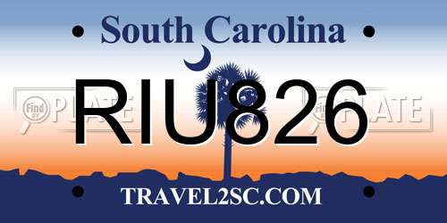 RIU826 South Carolina License Plate