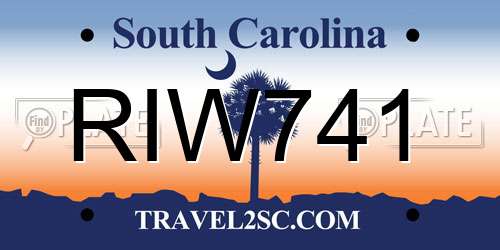 RIW741 South Carolina License Plate