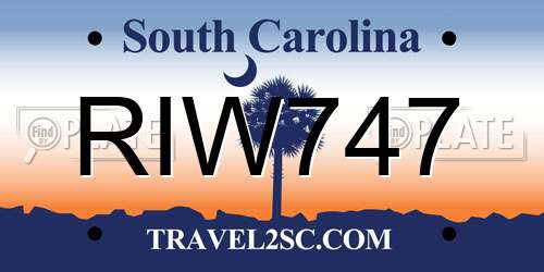 RIW747 South Carolina License Plate