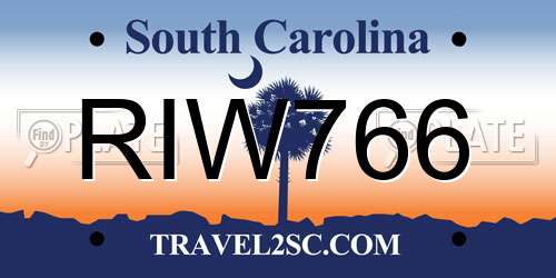 RIW766 South Carolina License Plate