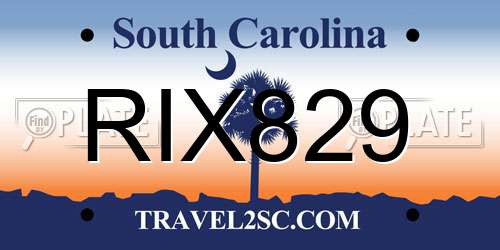 RIX829 South Carolina License Plate