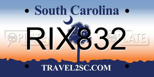 RIX832 South Carolina License Plate