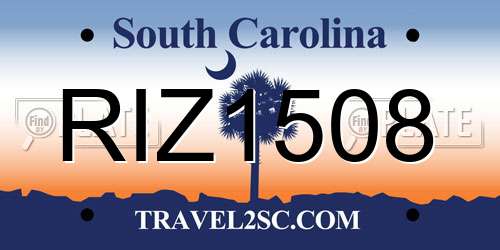 RIZ1508 South Carolina License Plate