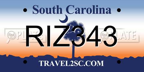 RIZ343 South Carolina License Plate