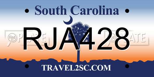 RJA428 South Carolina License Plate