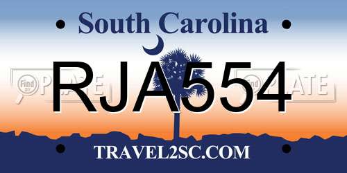 RJA554 South Carolina License Plate