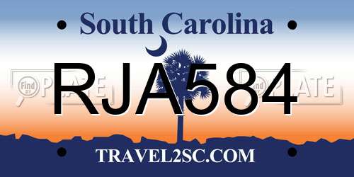 RJA584 South Carolina License Plate