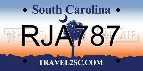 RJA787 South Carolina License Plate