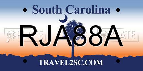 RJA88A South Carolina License Plate