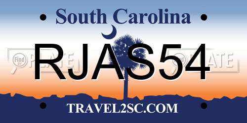 RJAS54 South Carolina License Plate
