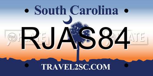 RJAS84 South Carolina License Plate