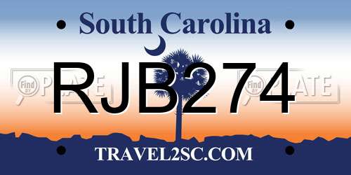 RJB274 South Carolina License Plate