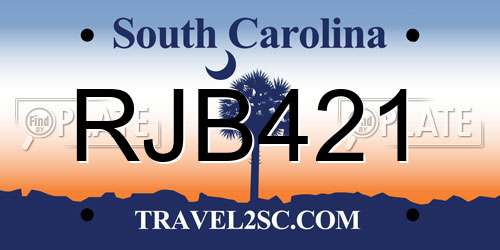 RJB421 South Carolina License Plate
