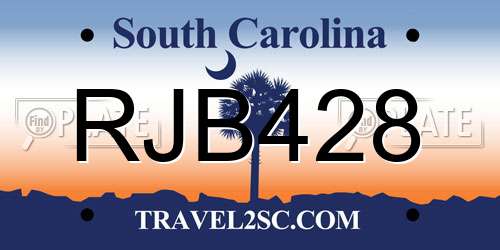 RJB428 South Carolina License Plate
