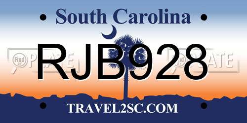 RJB928 South Carolina License Plate