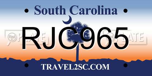 RJC965 South Carolina License Plate