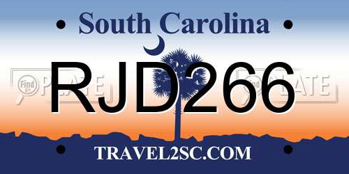 RJD266 South Carolina License Plate