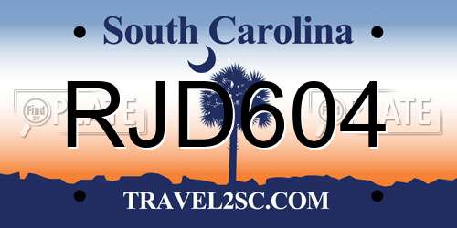 RJD604 South Carolina License Plate