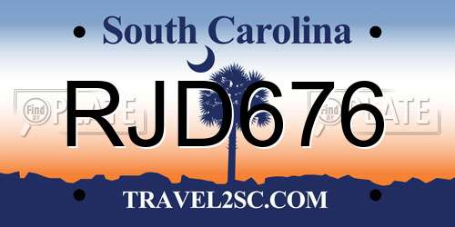 RJD676 South Carolina License Plate