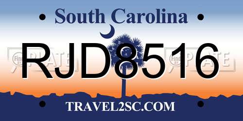 RJD8516 South Carolina License Plate