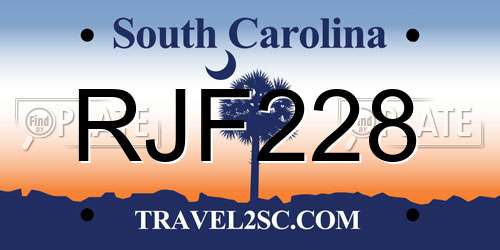 RJF228 South Carolina License Plate