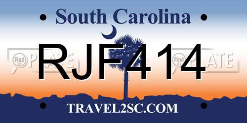 RJF414 South Carolina License Plate