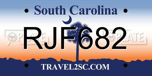 RJF682 South Carolina License Plate
