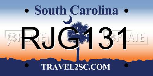 RJG131 South Carolina License Plate